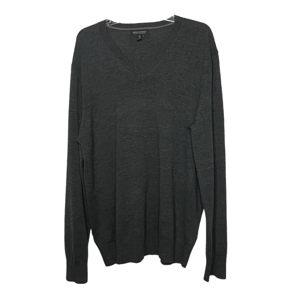 Banana Republic Men's Dark Gray Extra Fine Merino Wool Sweater Size XL